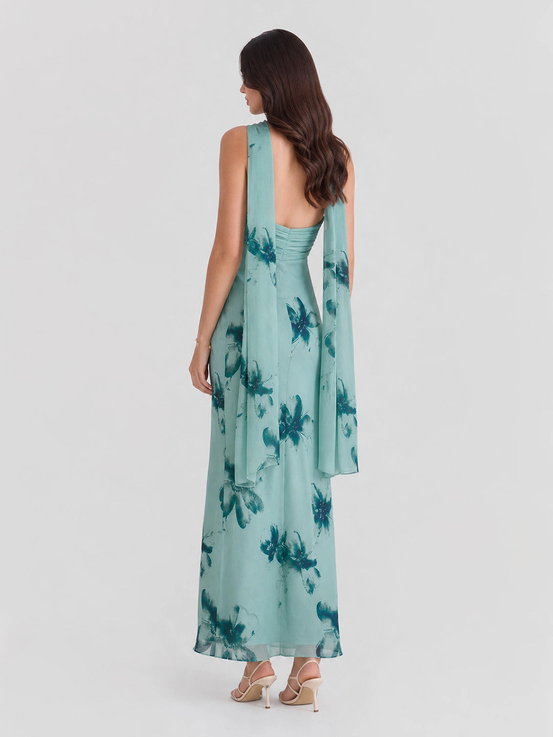 Brushstroke Floral Print Maxi Dress