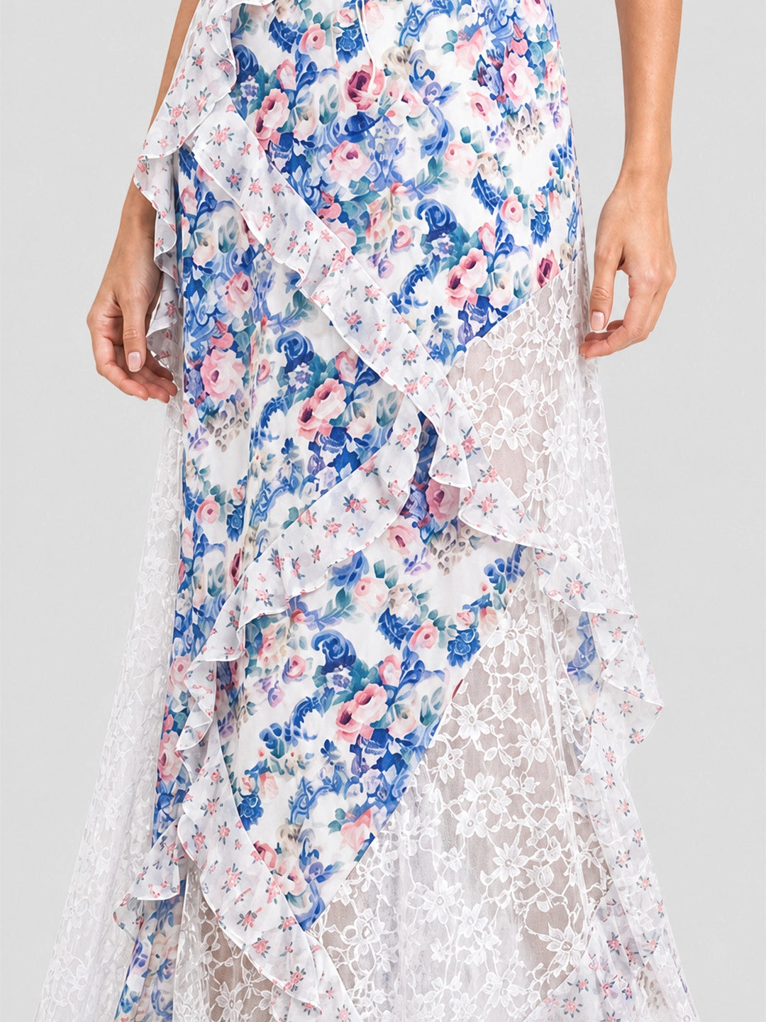Boho Tiered Ruffle Floral Halter Maxi Dress