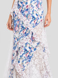 Boho Tiered Ruffle Floral Halter Maxi Dress