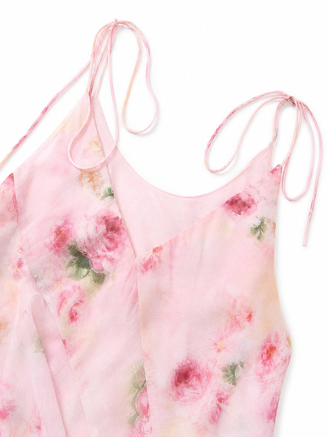 Boho Watercolor Floral Tiered Ruffle Maxi Dress