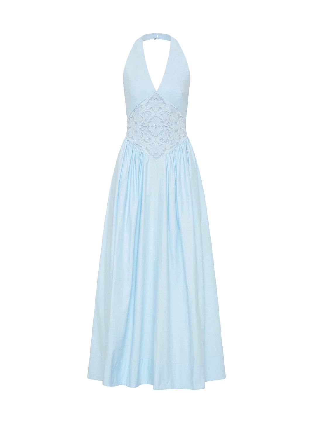 Broderie Anglaise Cotton Halter Maxi Dress