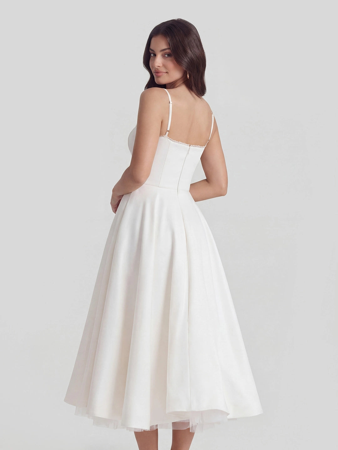 Bustier Stretch Satin Midi Dress