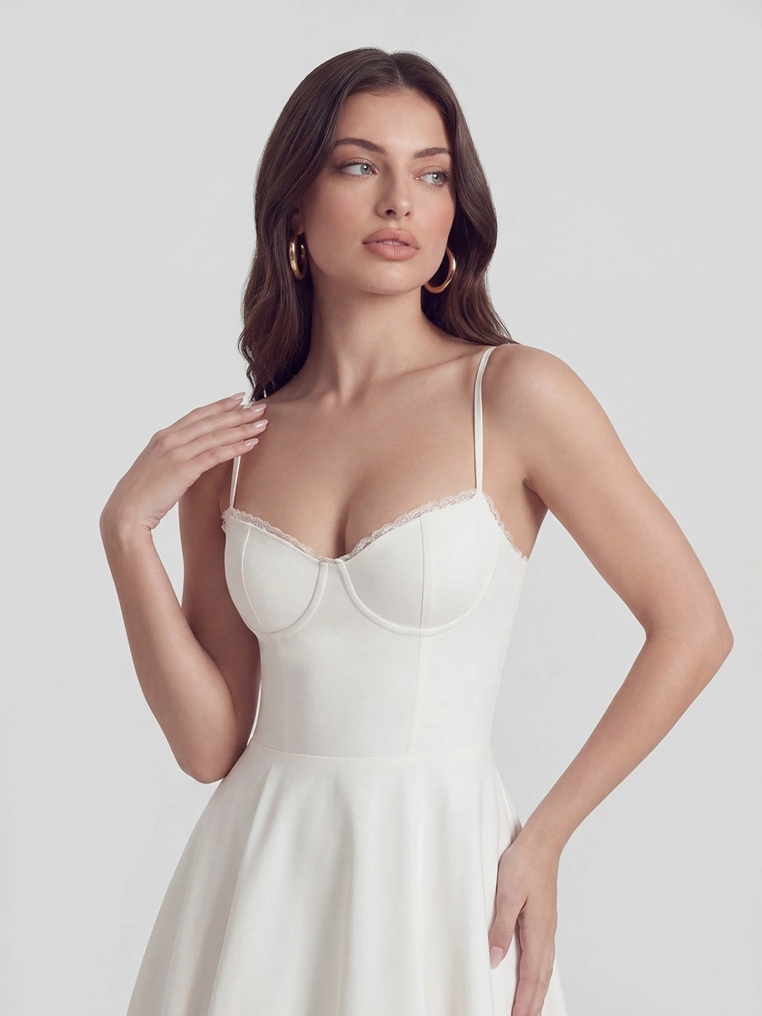 Bustier Stretch Satin Midi Dress