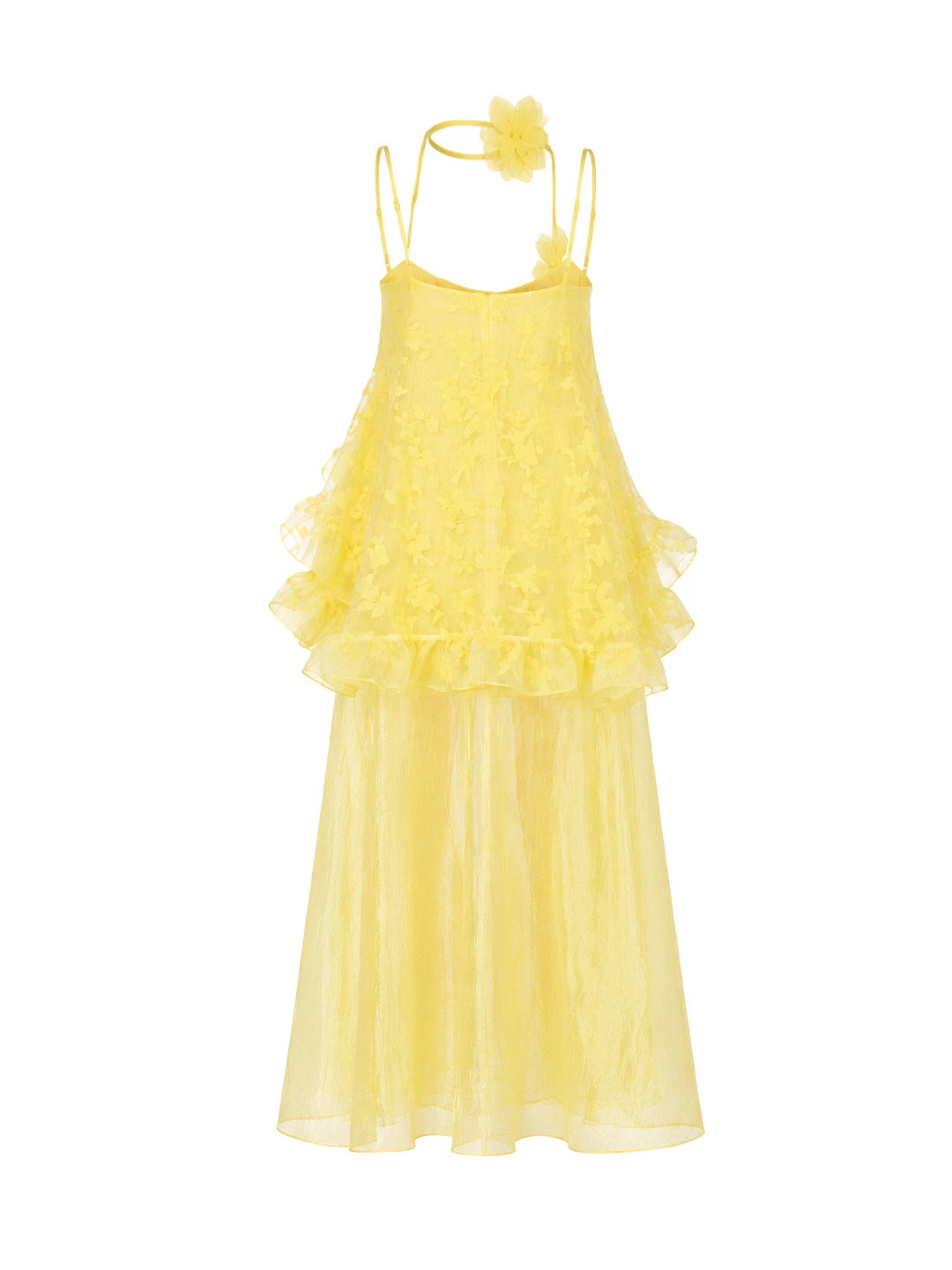Floral Organza Ruffle Maxi Dress