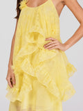 Floral Organza Ruffle Maxi Dress