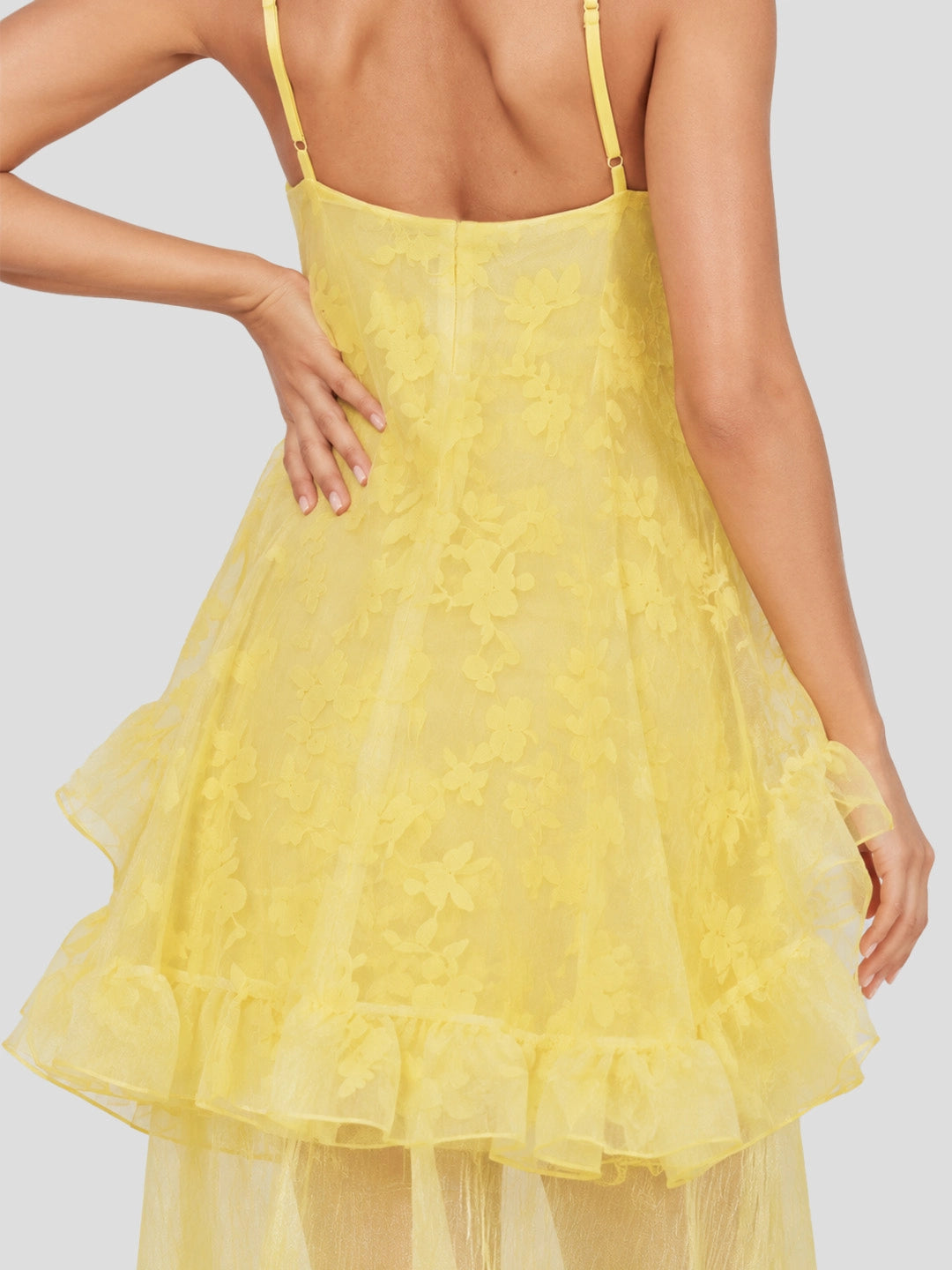 Floral Organza Ruffle Maxi Dress