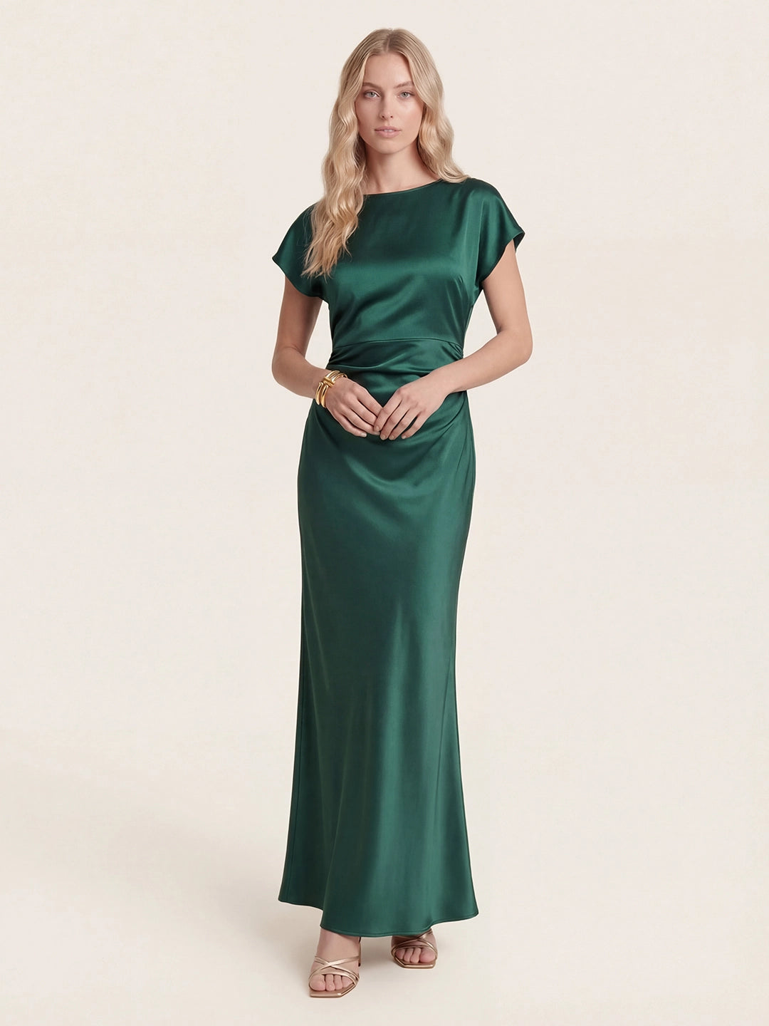 Captivating Presence Satin Cowl Back Maxi Dress