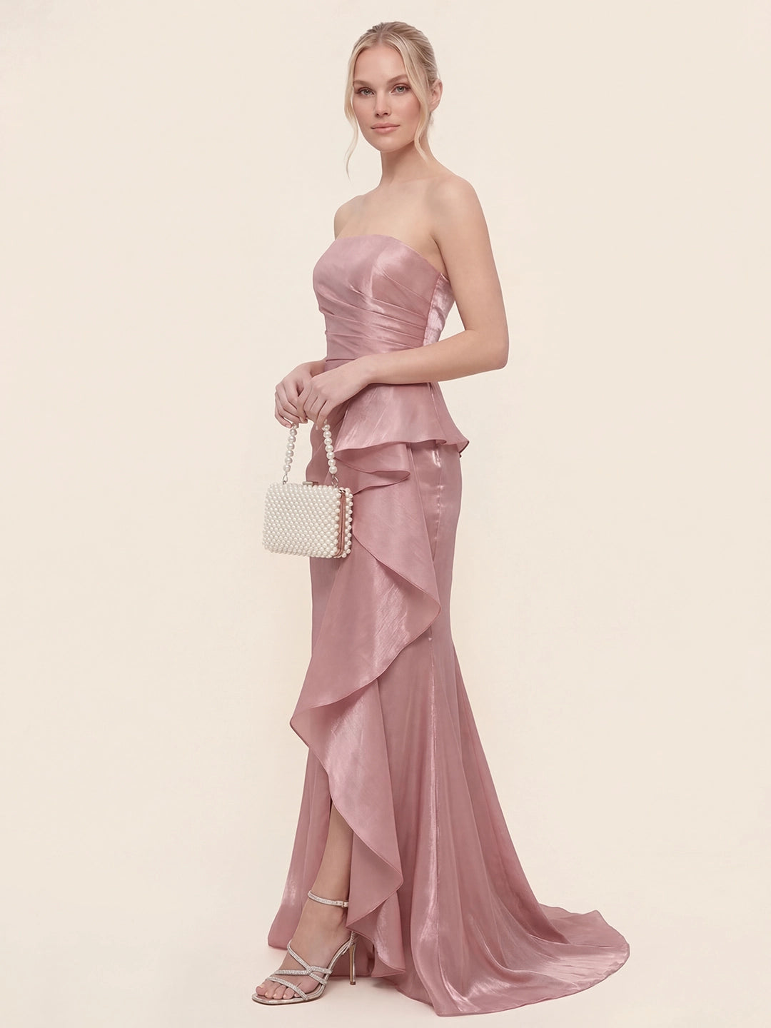 Cascading Asymmetric Ruffles Mermaid Gown