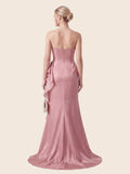 Cascading Asymmetric Ruffles Mermaid Gown