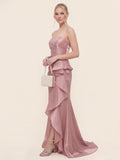 Cascading Asymmetric Ruffles Mermaid Gown