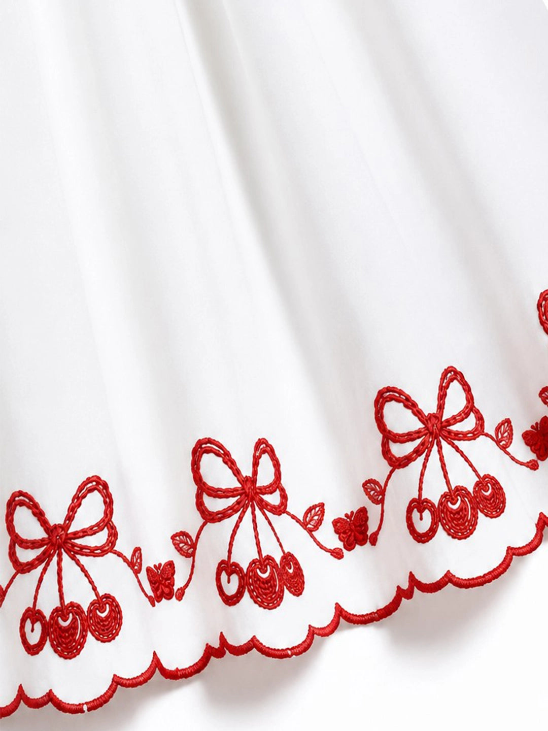 Cherry Embroidered Halter Midi Dress