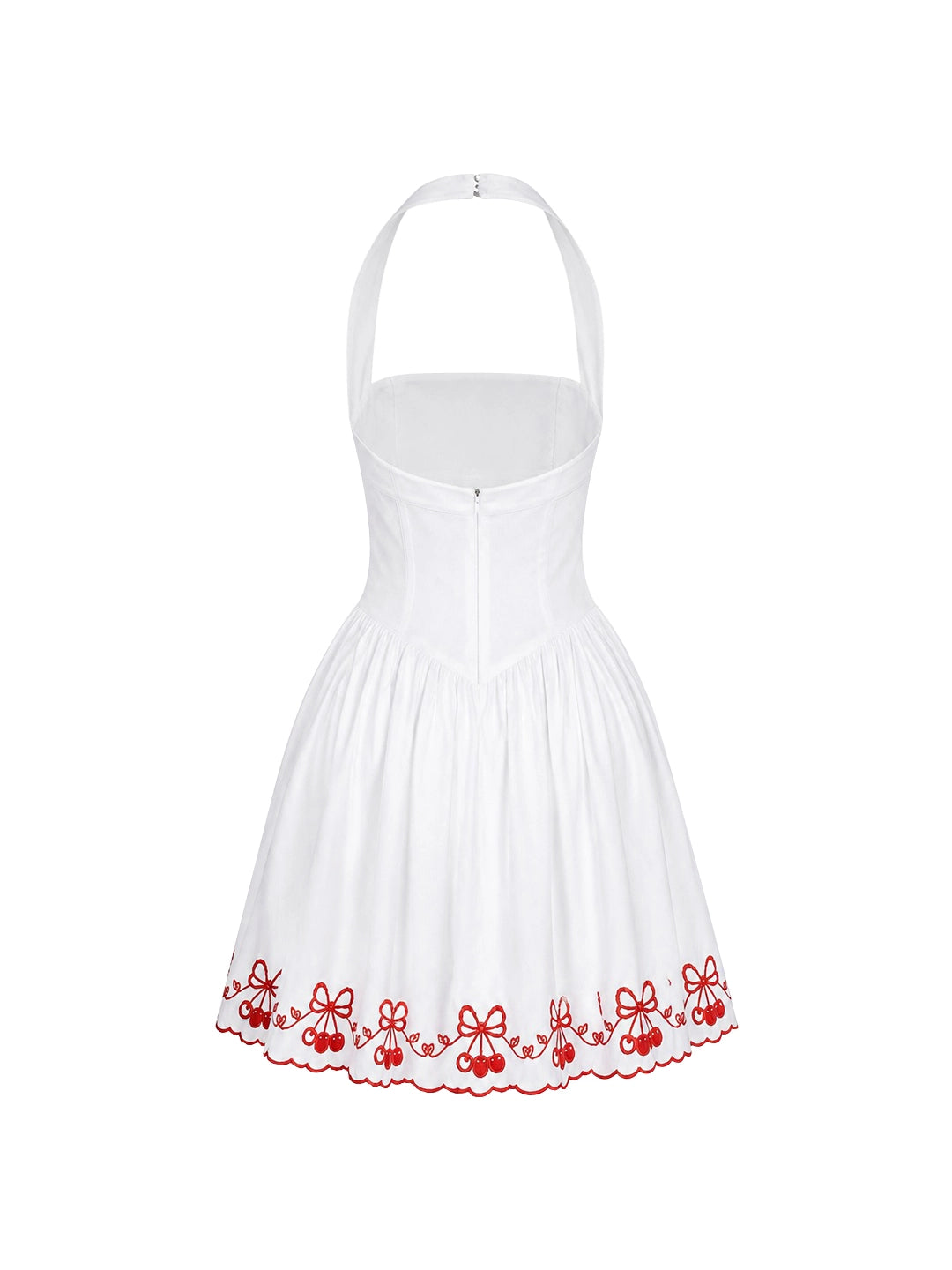 Cherry Embroidered Halter Mini Dress