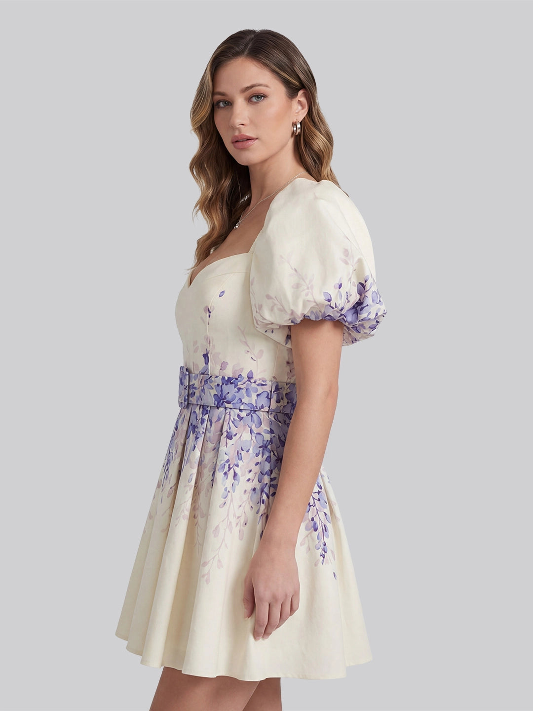 Chic A-Line Print Belted Mini Dress