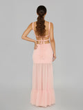 Chic Mesh Patchwork Backless Maxi Dress