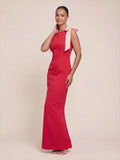 Contrast Bow Detail Woven Maxi Dress