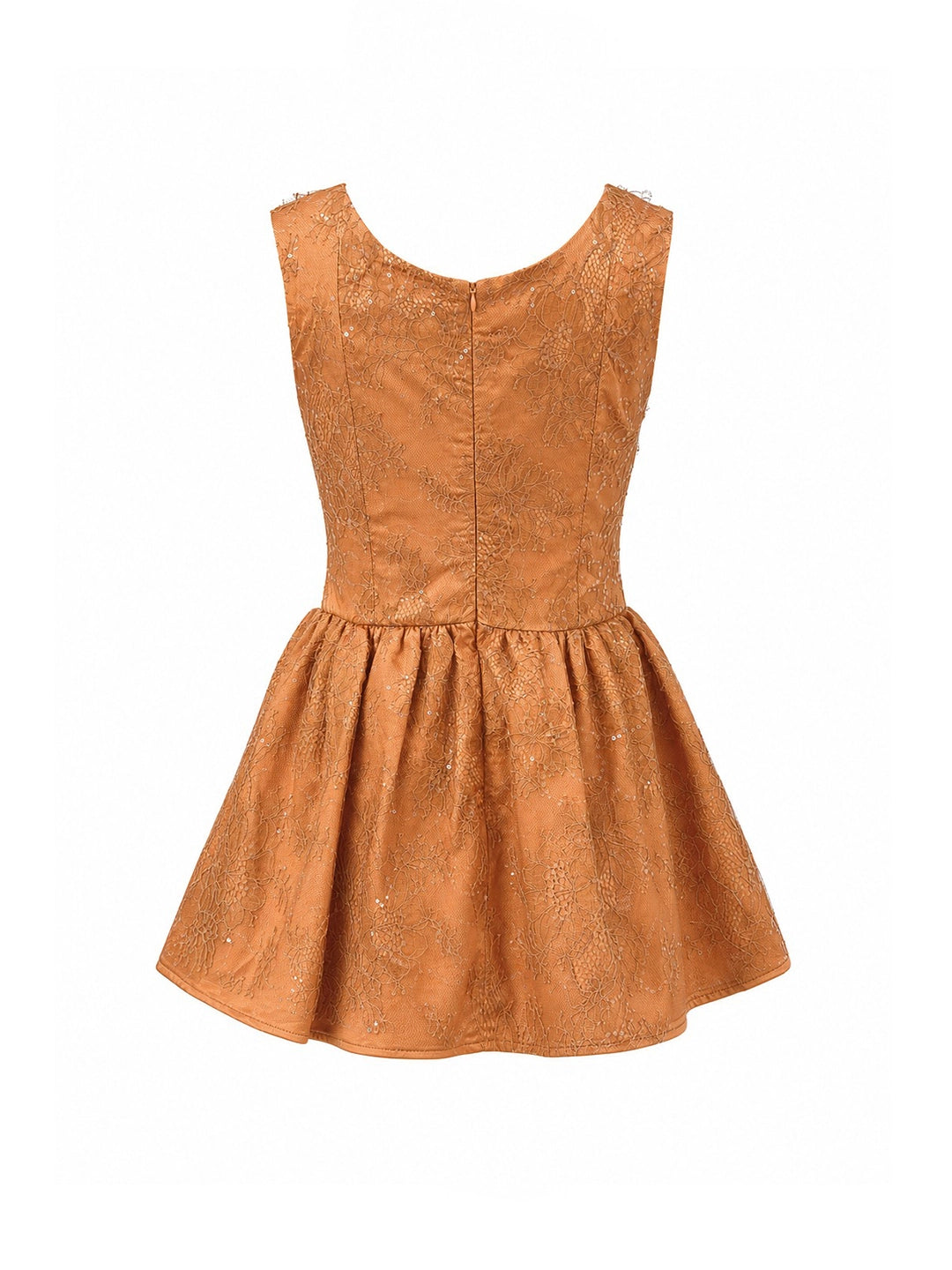 Rust Orange Lace Square Neck Mini Dress