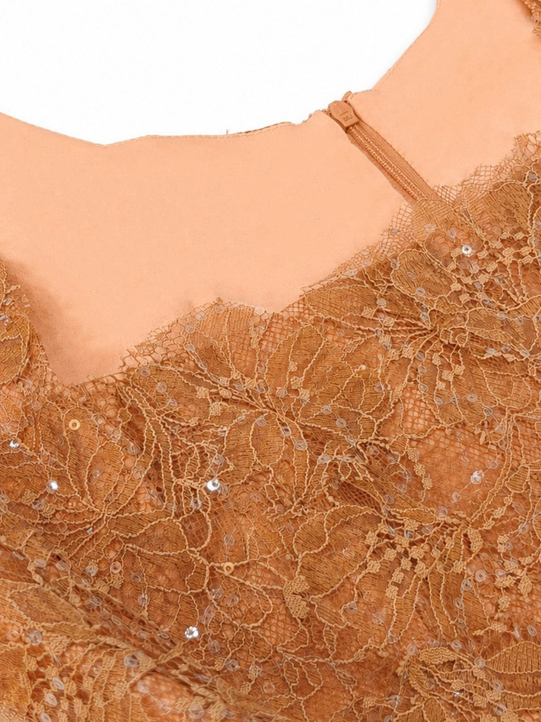 Rust Orange Lace Square Neck Mini Dress