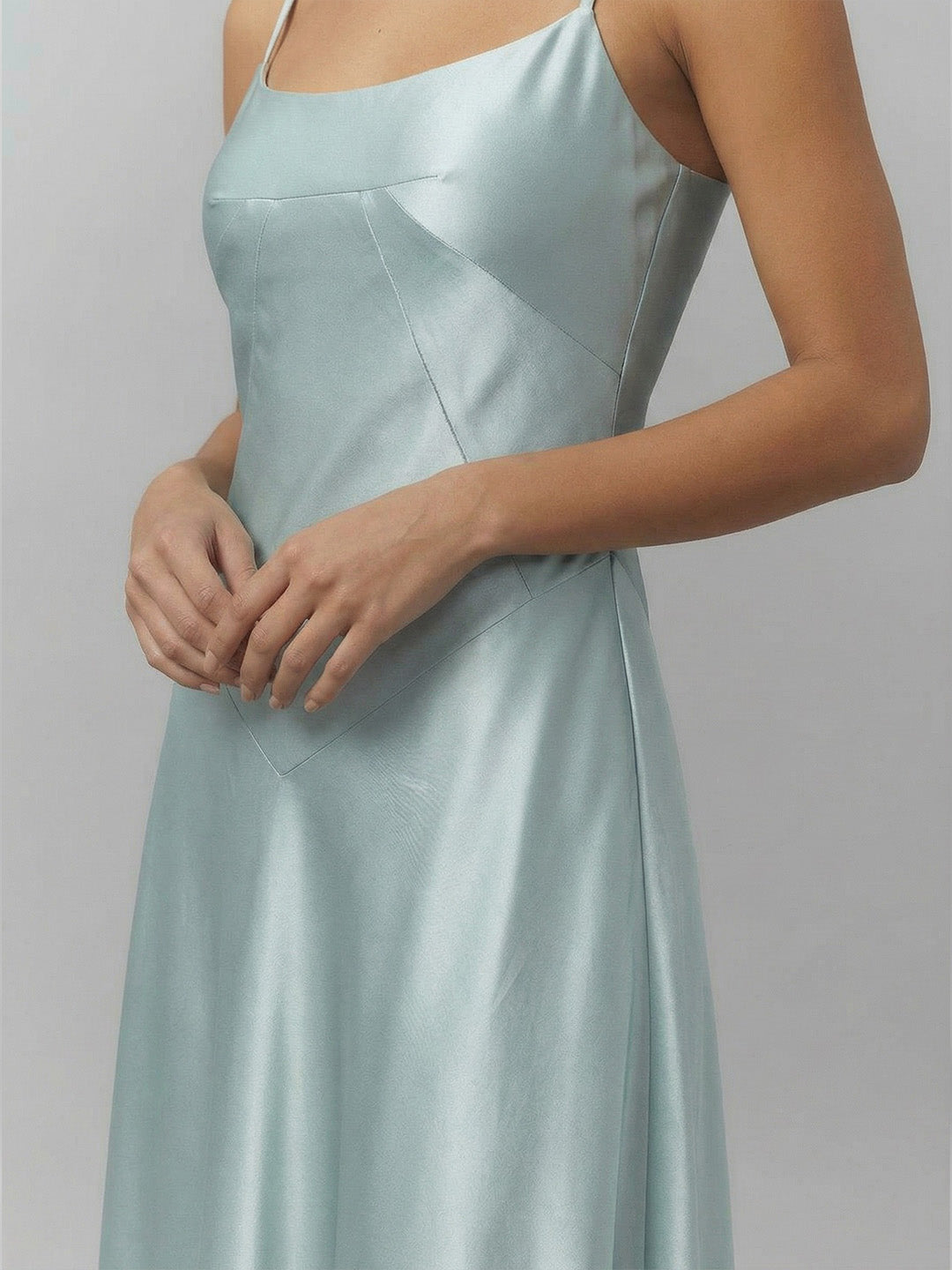 Premium Tailoring Corset-Back Satin Slip Maxi Dress