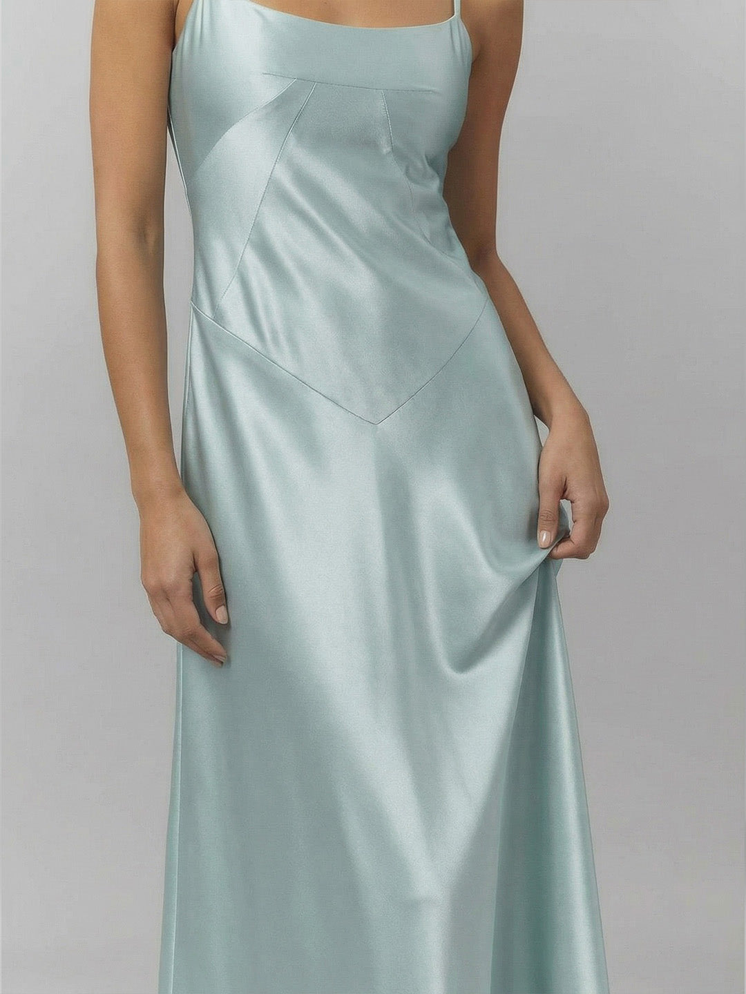 Premium Tailoring Corset-Back Satin Slip Maxi Dress