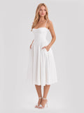 Bustier Tea-Length Midi Dress with Pockets