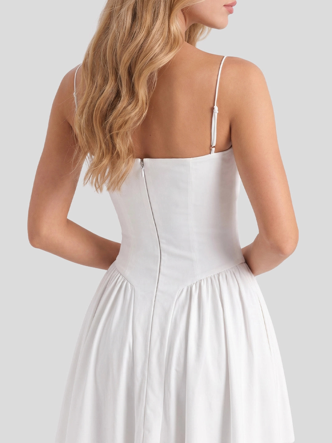 Bustier Tea-Length Midi Dress with Pockets