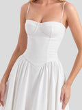 Bustier Tea-Length Midi Dress with Pockets