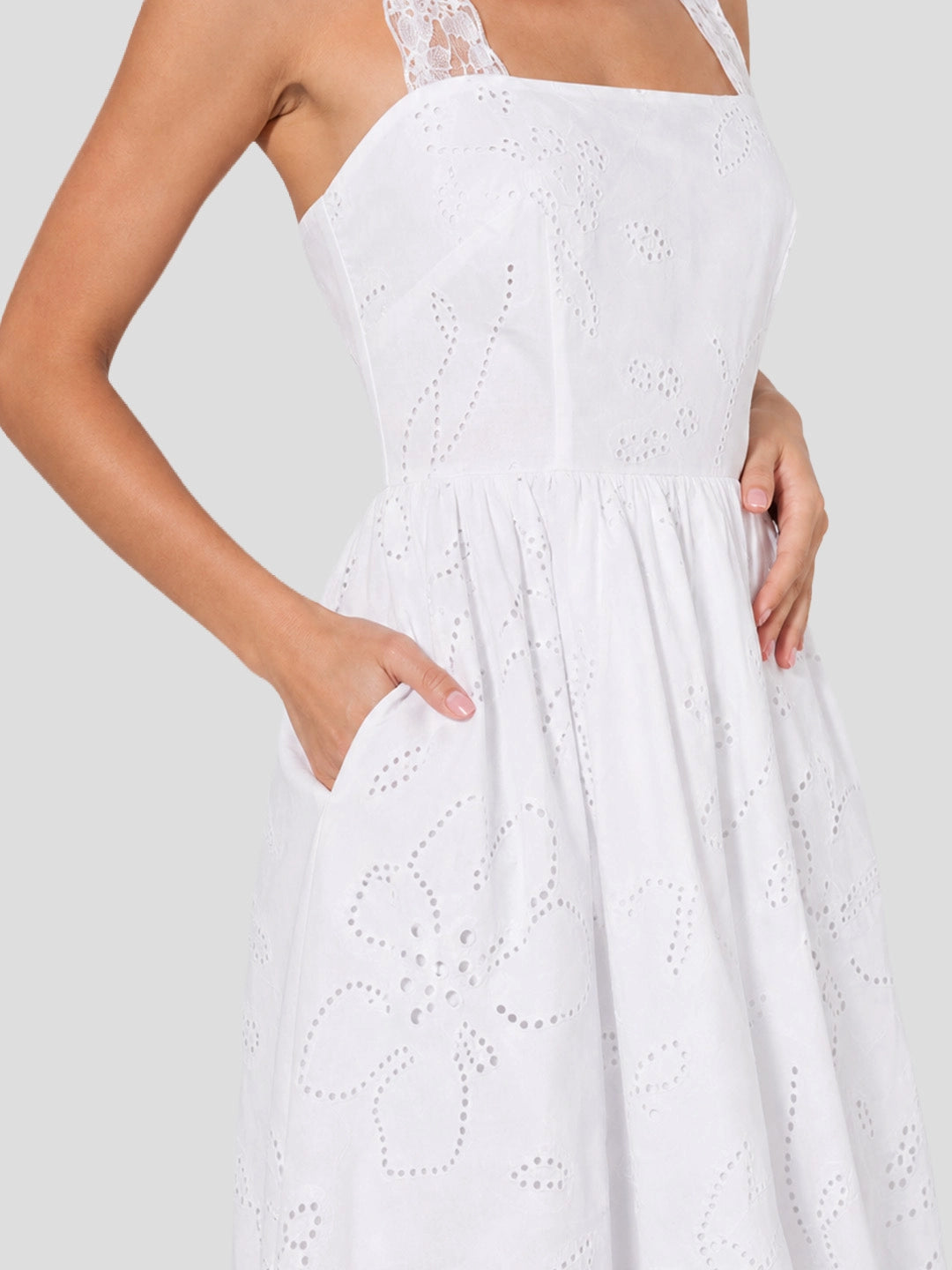 Cotton Eyelet Cross Back Maxi Sundress