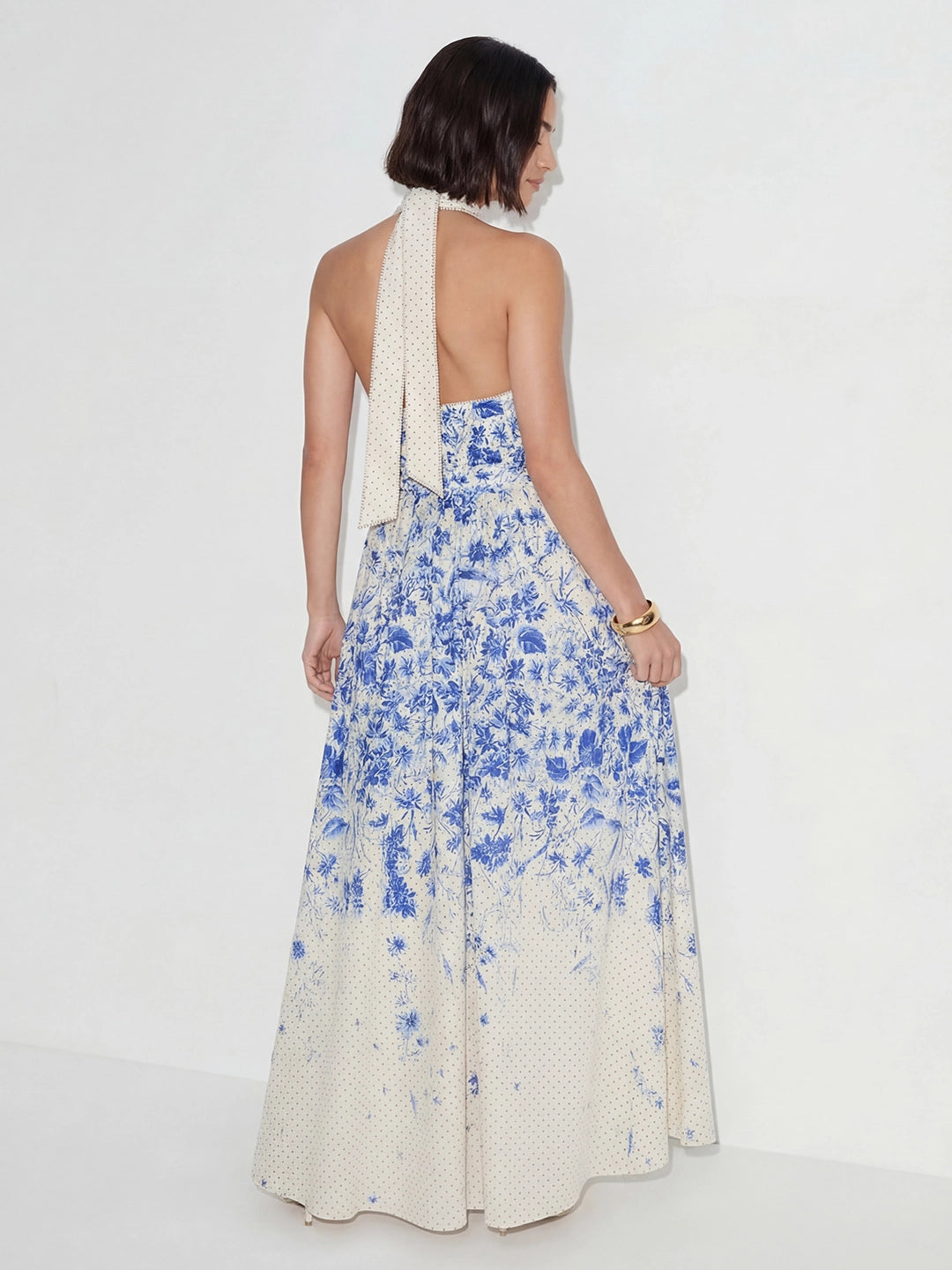 Cotton Floral-Print Belted Maxi Dress