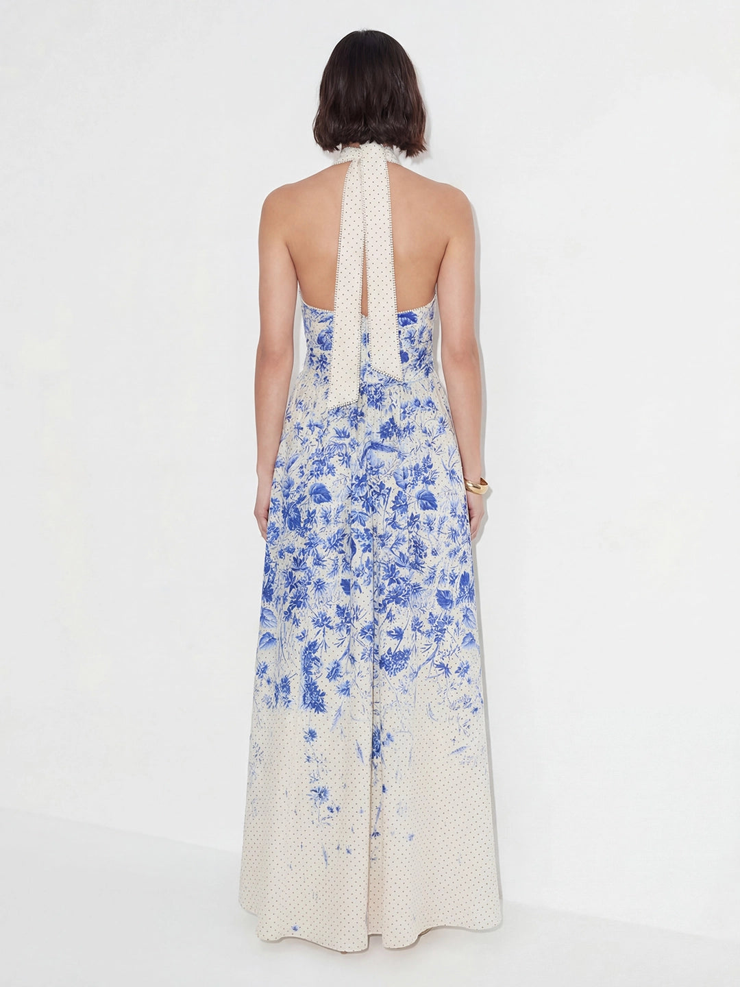 Cotton Floral-Print Belted Maxi Dress
