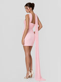 Crepe Strapless Crossover Mini Dress