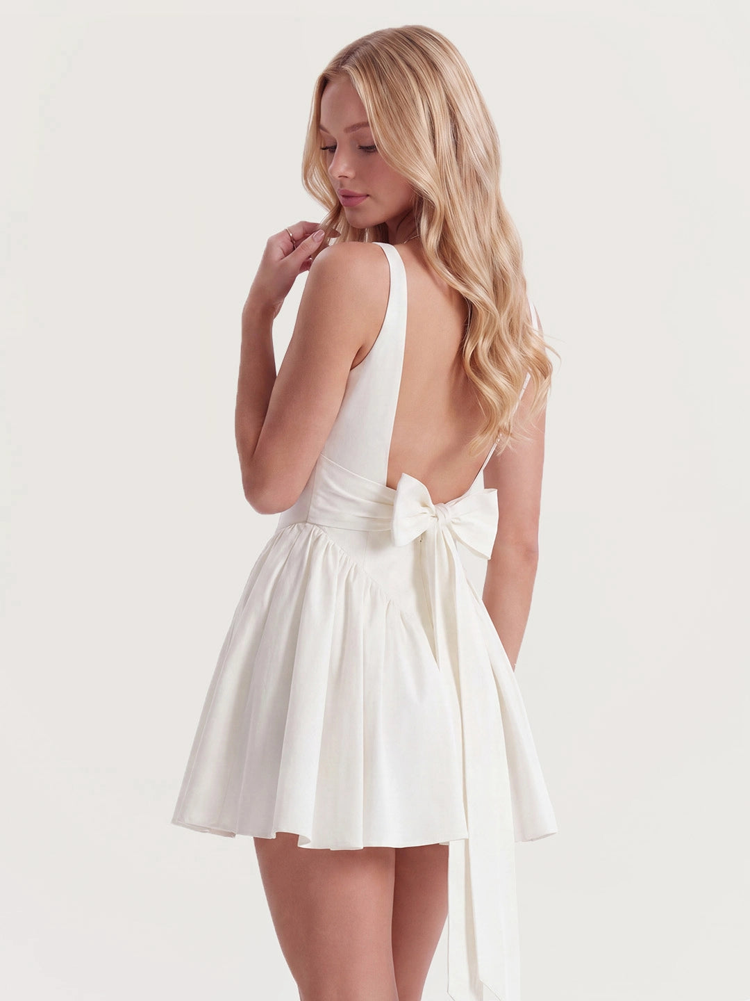 Crisp-Cotton Mini with Oversized Cascading Bow