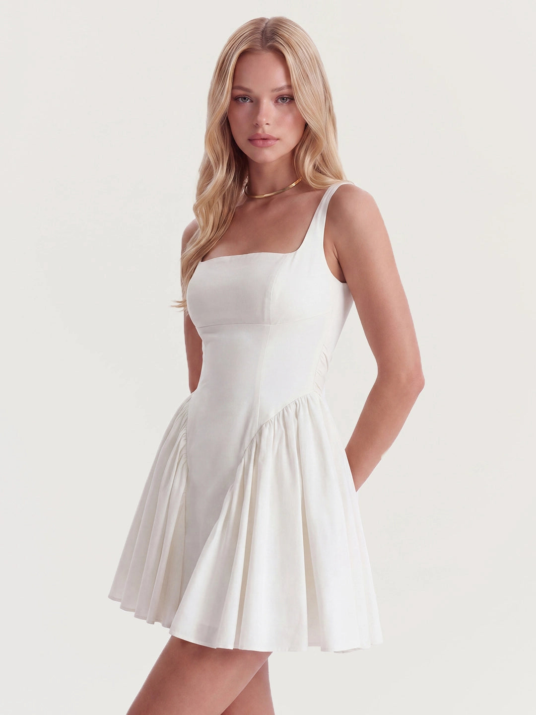 Crisp-Cotton Mini with Oversized Cascading Bow