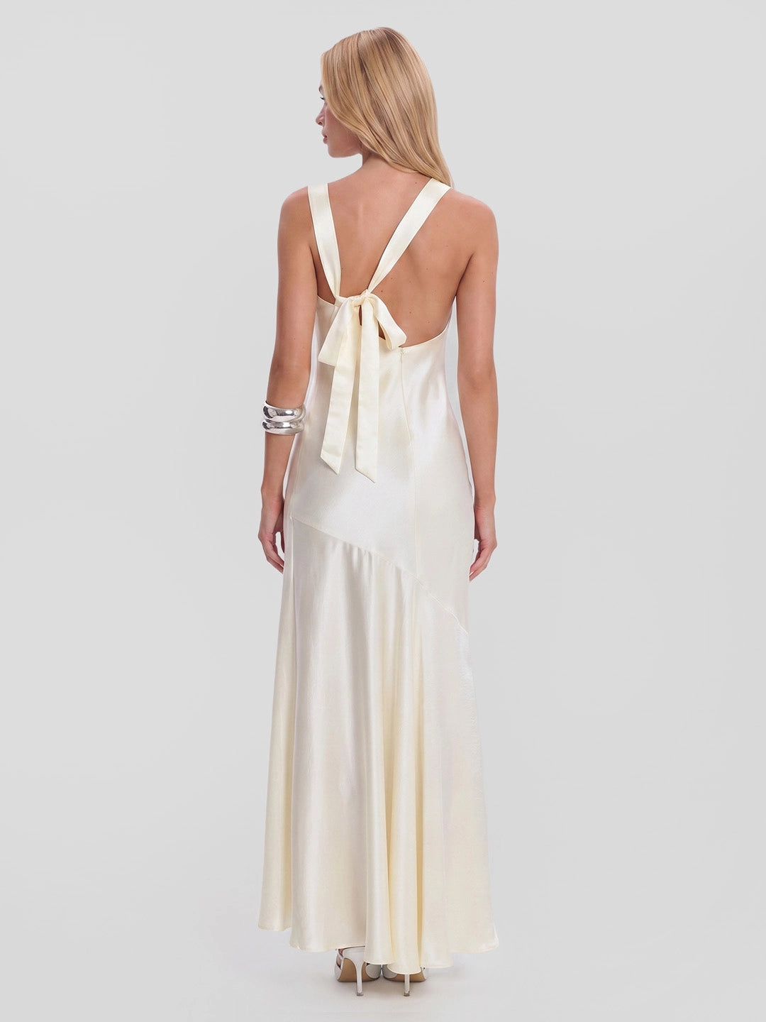 Criss-Cross Open-Back Satin Midi Dress