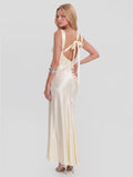 Criss-Cross Open-Back Satin Midi Dress