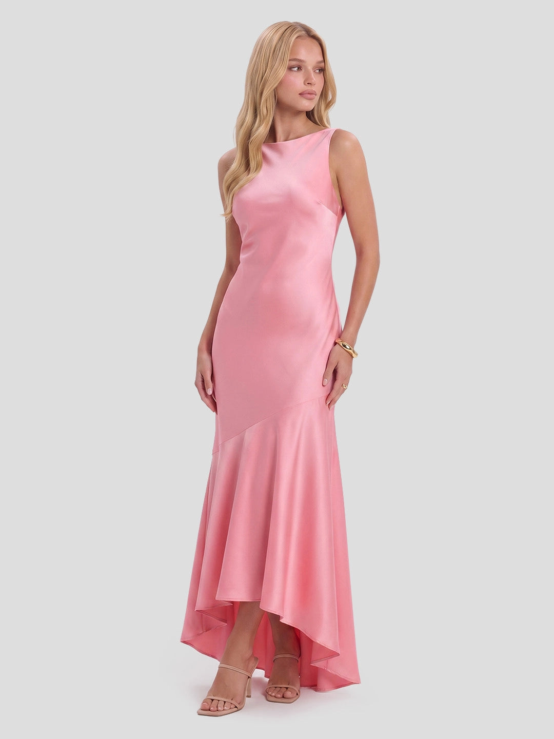 Criss-Cross Open-Back Satin Midi Dress