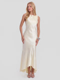 Criss-Cross Open-Back Satin Midi Dress