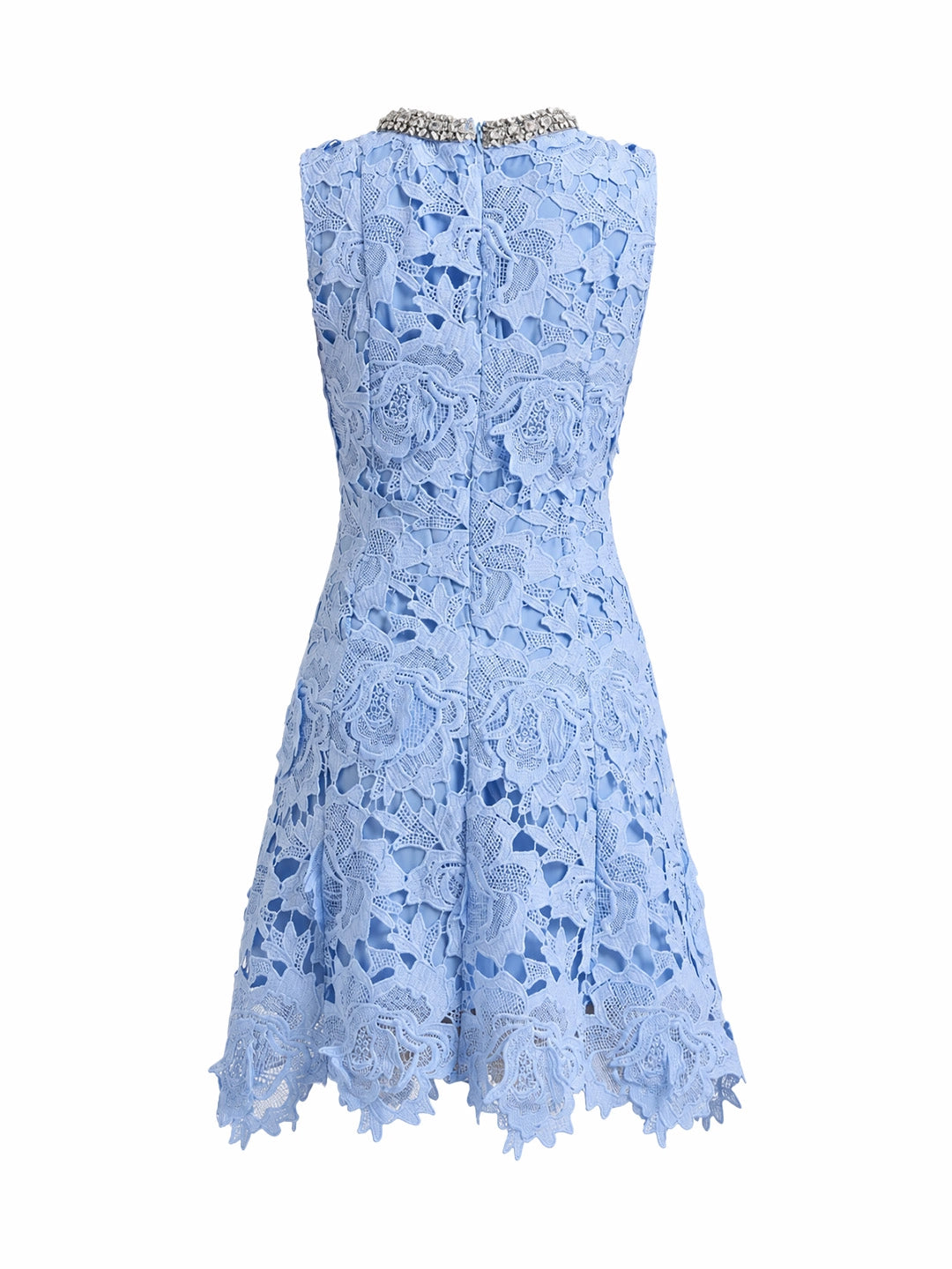 Crystal Neckline Lace Mini Dress