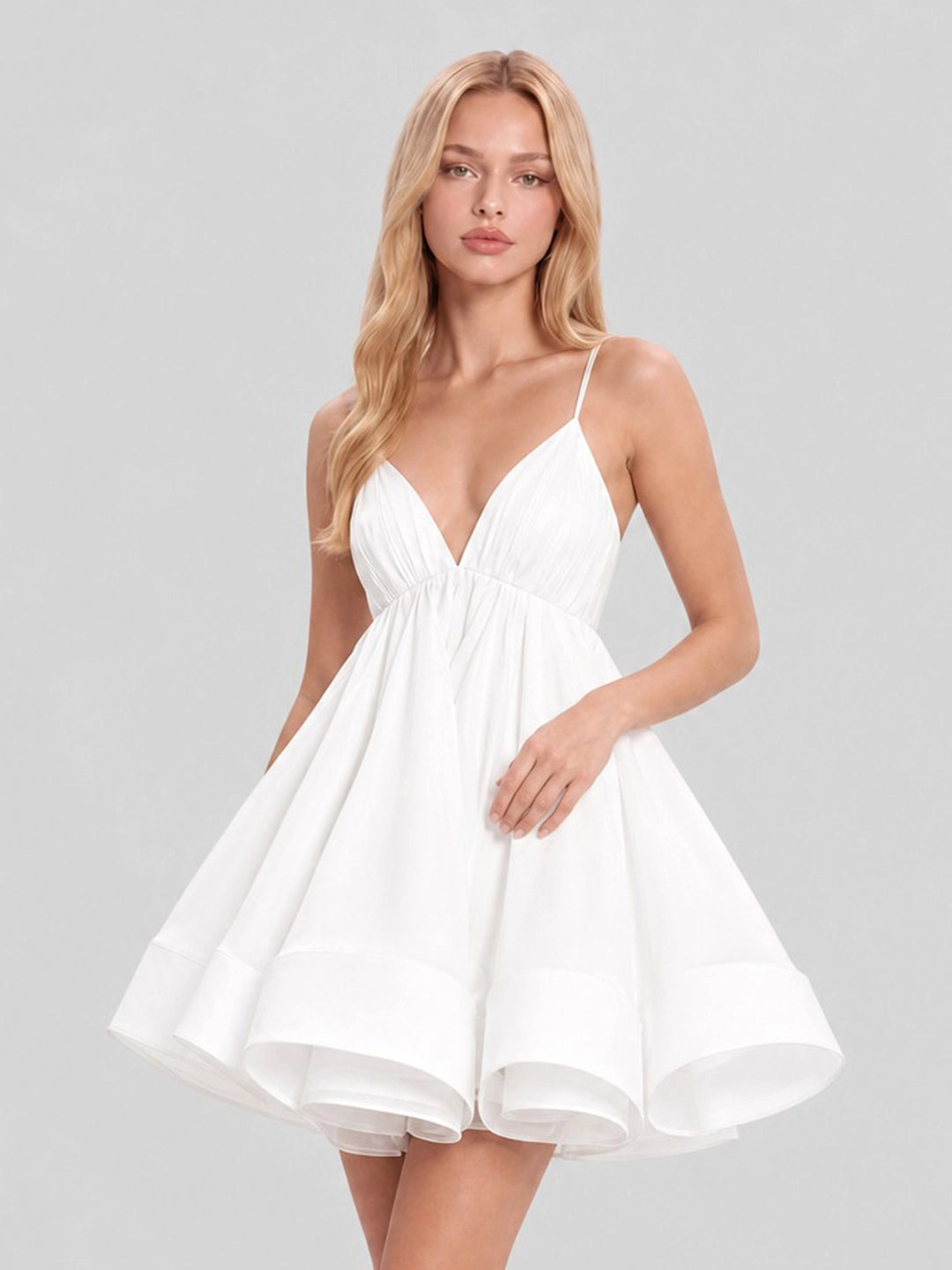 Deep V-Neck Spaghetti Strap Mini Dress