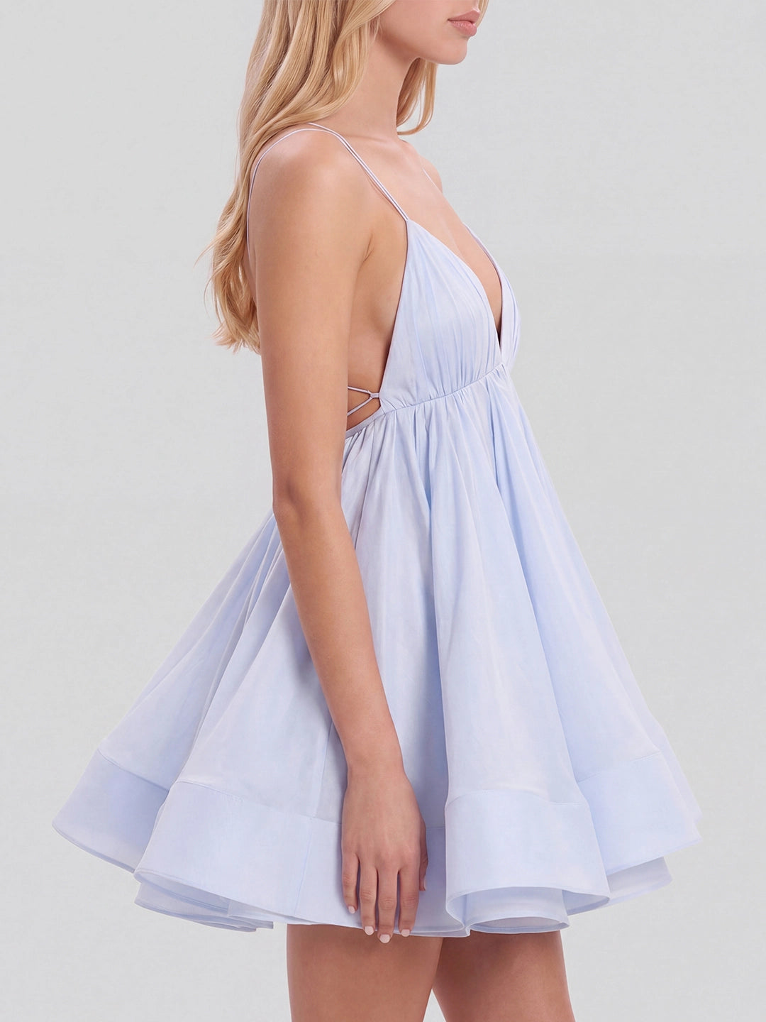 Deep V-Neck Spaghetti Strap Mini Dress