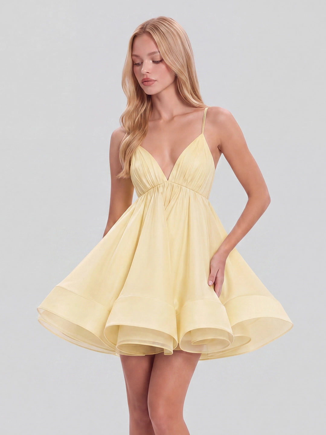 Deep V-Neck Spaghetti Strap Mini Dress
