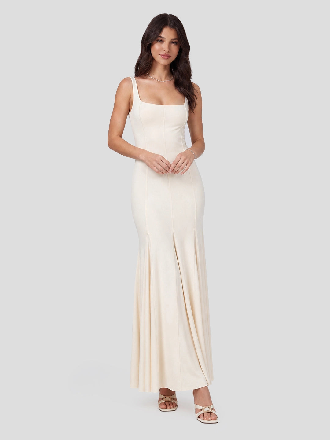 Double-Layered Soft-Touch Maxi Dress