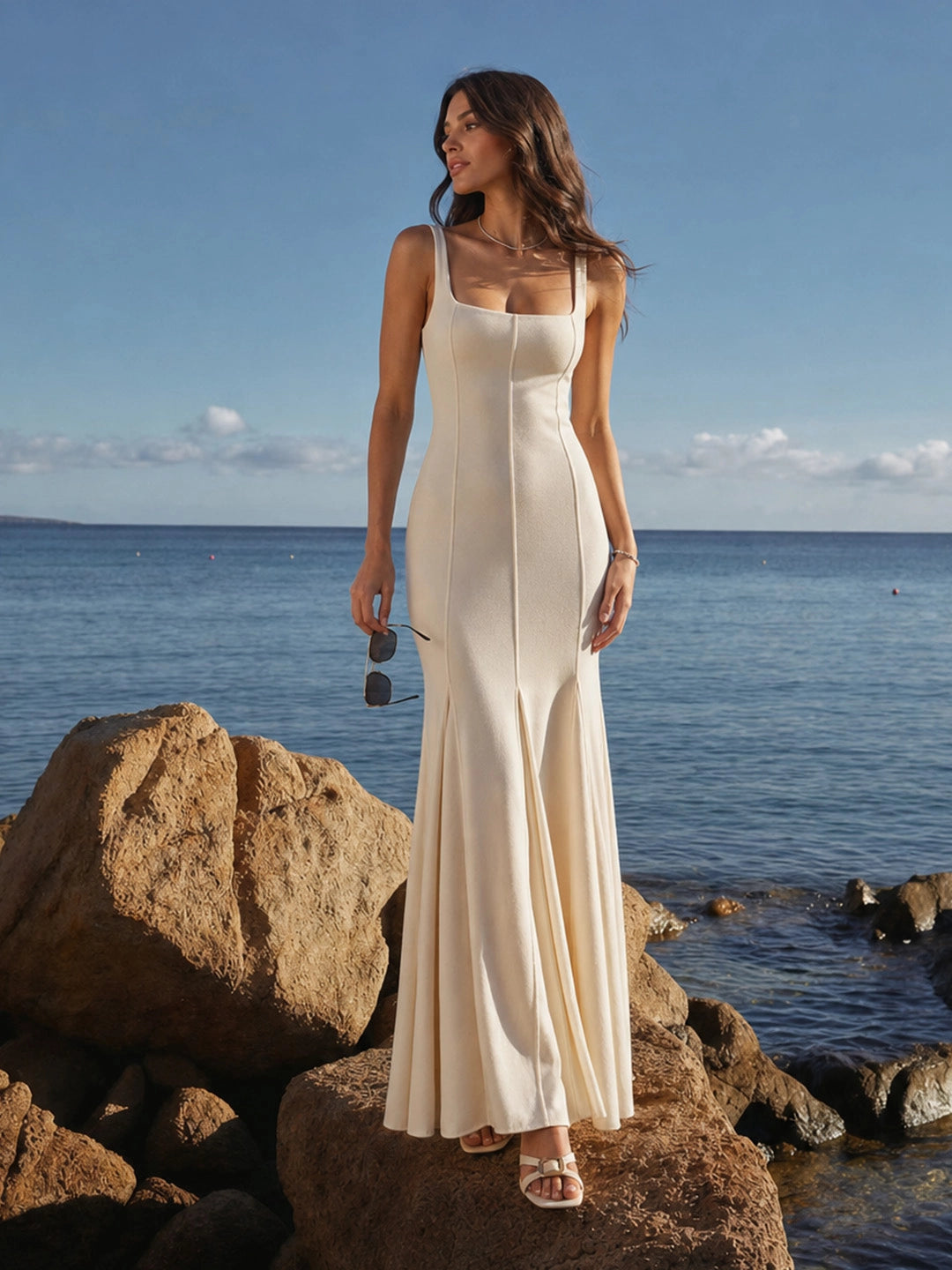 Double-Layered Soft-Touch Maxi Dress