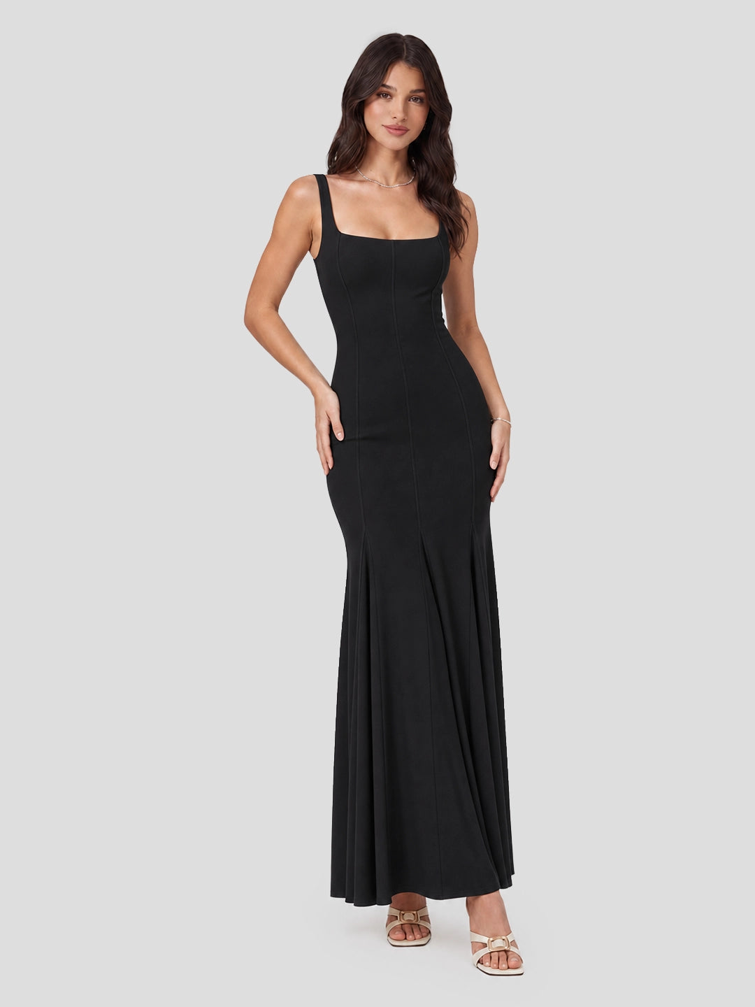 Double-Layered Soft-Touch Maxi Dress