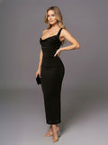 Dramatic One-Shoulder Column Corset Maxi Dress