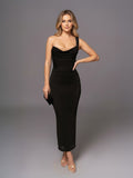 Dramatic One-Shoulder Column Corset Maxi Dress