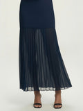 Elegant Sheer-Underneath Strapless Midi Dress