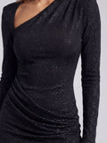 Embellished Asymmetric Bodycon Mini Dress
