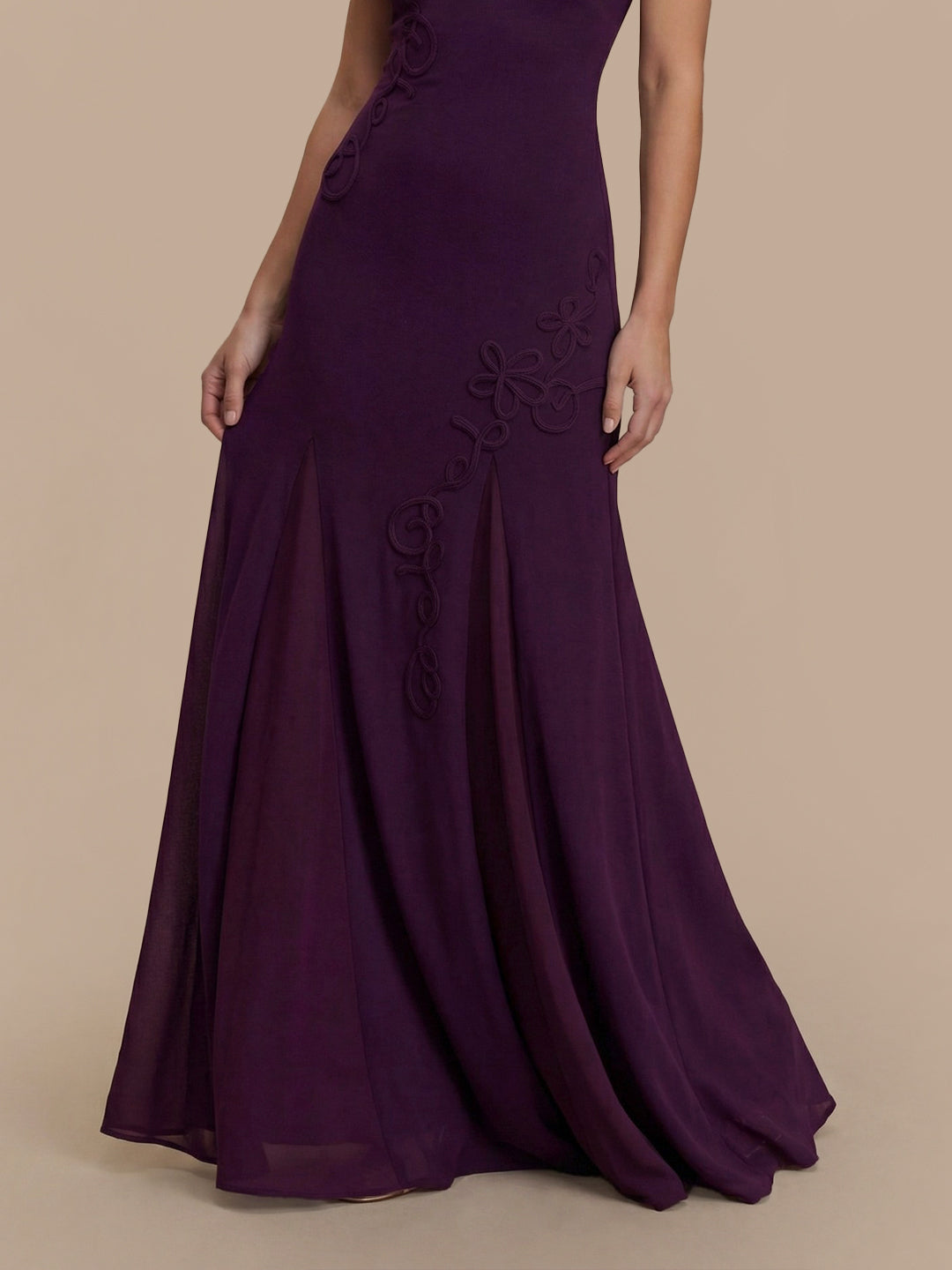 Romantic Embroidery Off Shoulder Knit Gown