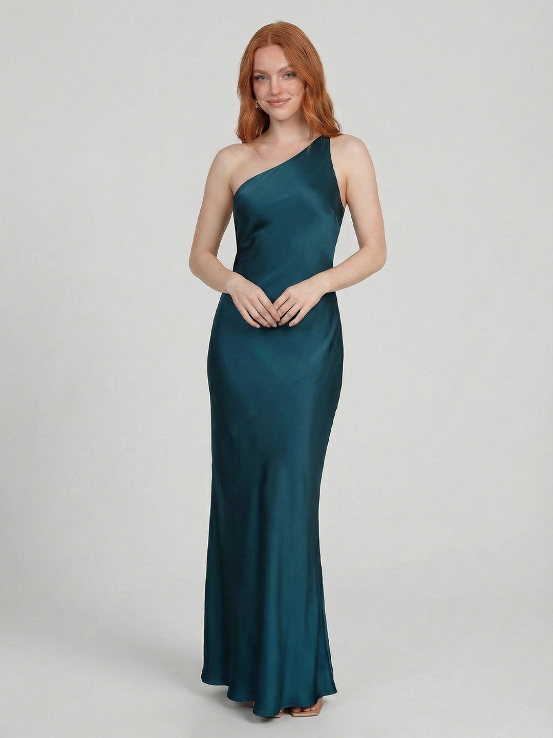 One Shoulder Satin Maxi Dress