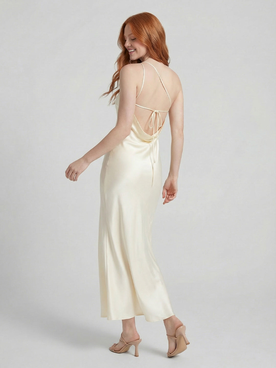 One Shoulder Satin Maxi Dress